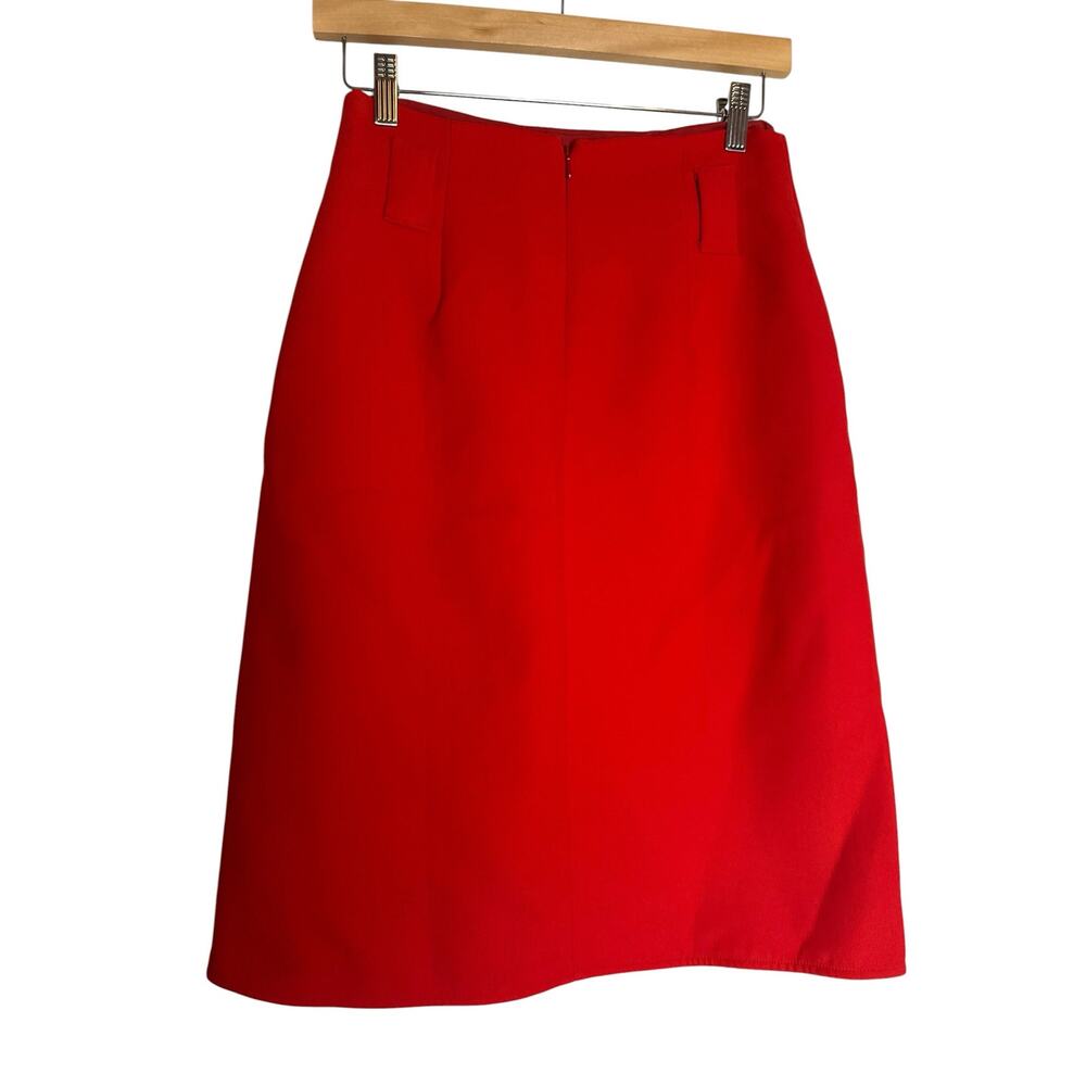 Halogen Solid Red A-Line Knee Length Office Classy Career Skirt Size 2 Petite - Picture 6 of 9